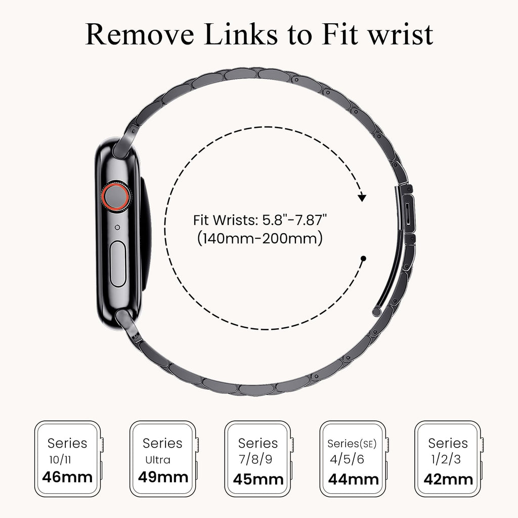 STIROLL Thin Replacement Band Compatible for Apple Watch 38mm 40mm 41mm 42mm(Series 11 10), Stainless Steel Metal Wristband Women Men for iWatch Ultra SE Series 9 8 7 6 5 4 3 2 1, Black