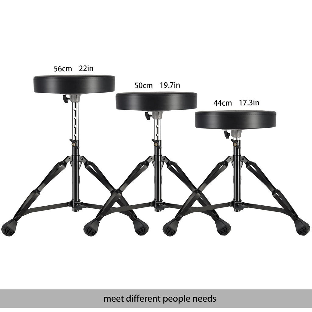 EASTROCK Drum Throne,Padded Drum Seat Drumming Stools with Anti-Slip Feet for Adults and Kids Drummers (Black)