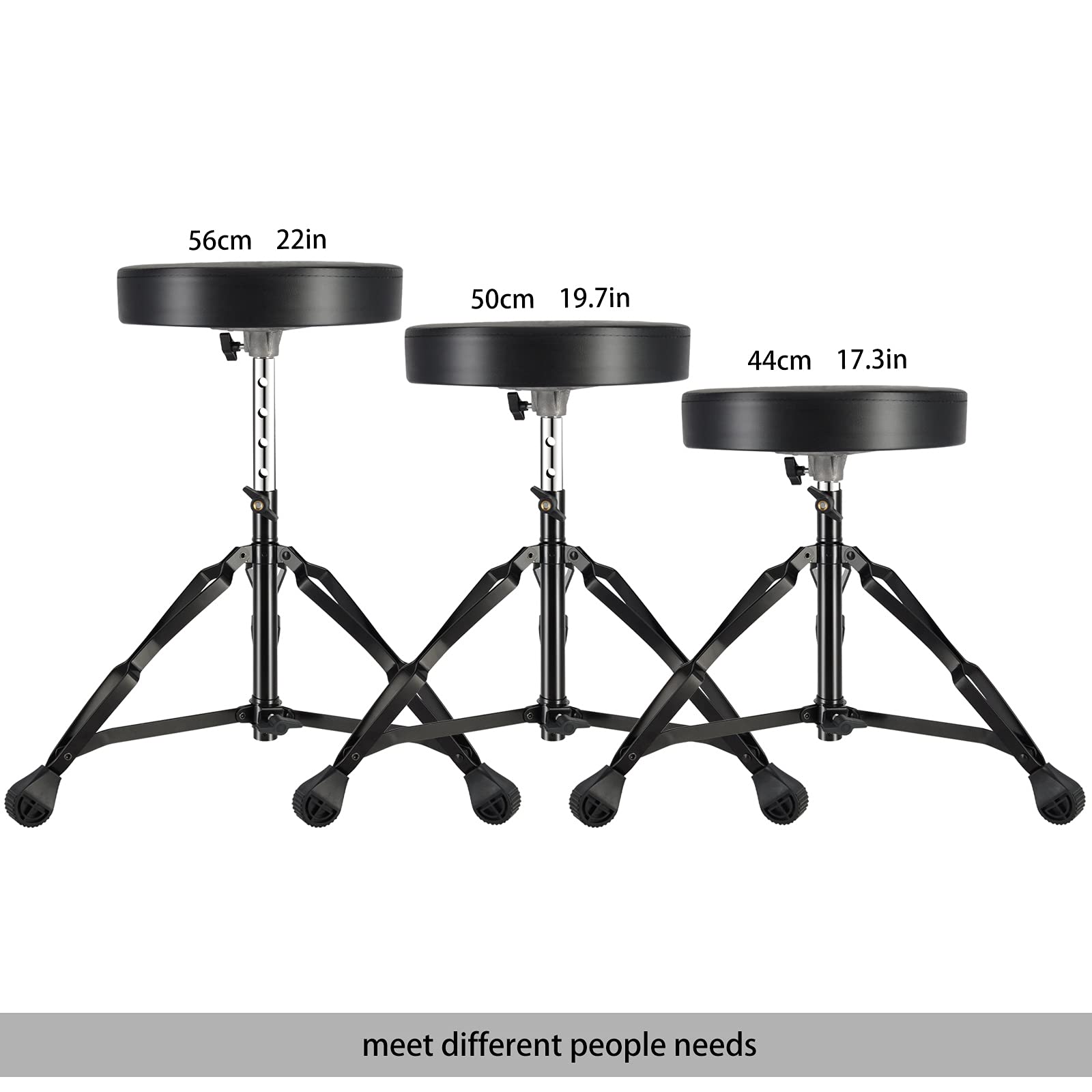 EASTROCK Drum Throne,Padded Drum Seat Drumming Stools with Anti-Slip Feet for Adults and Kids Drummers (Black)