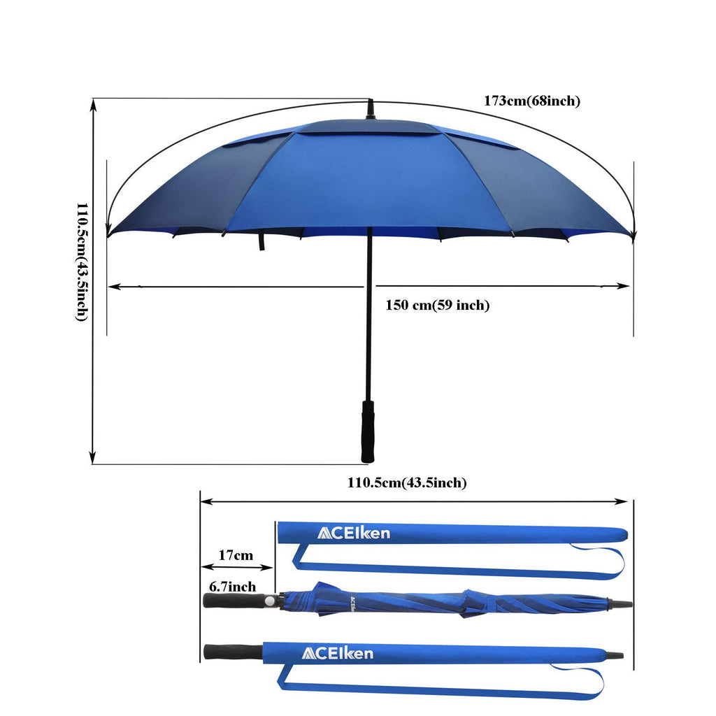 ACEIken Golf Umbrella Large 58/62/68 Inch Automatic Open Golf Umbrella Extra Large Oversize Double Canopy Vented Umbrella Windproof Waterproof for Men and Women