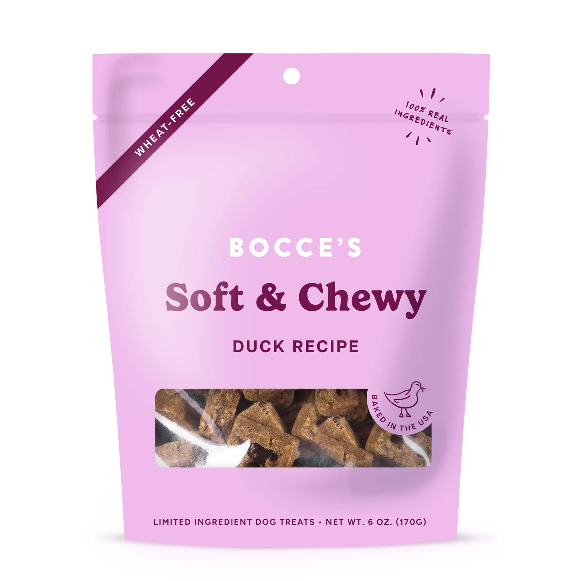 Bocce's Bakery Bac'n Nutty Soft & Chewy Dog Treats, Wheat-Free PB & Bacon Flavored All Natural Limited Ingredient Oven Baked Cookies for Dogs, 6 oz Bag
