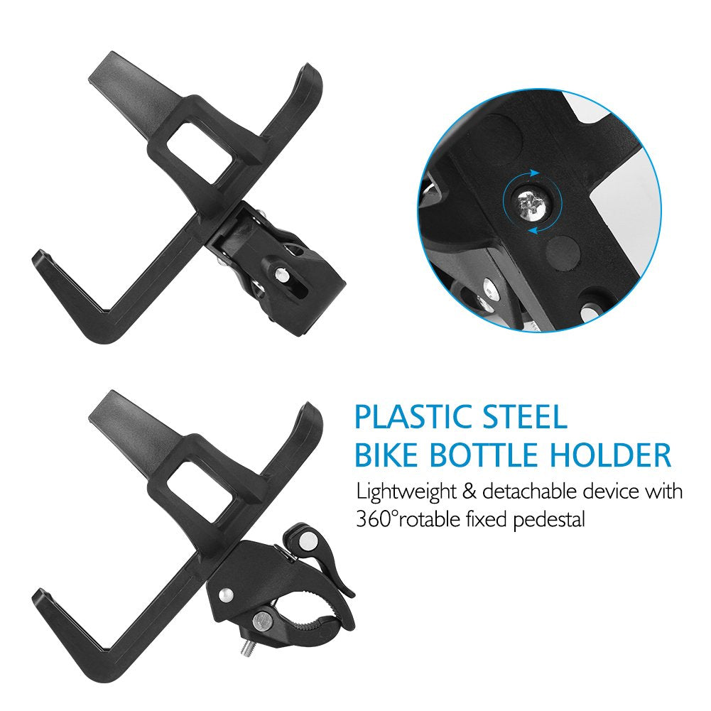 Accmor Bike Water Bottle Holders No Screws, Universal Bike Cup Holder, 360 Degree Rotatable Bike Water Bottle Cage, Water Bottle Holders for Kids Bike Adult Bike, Black