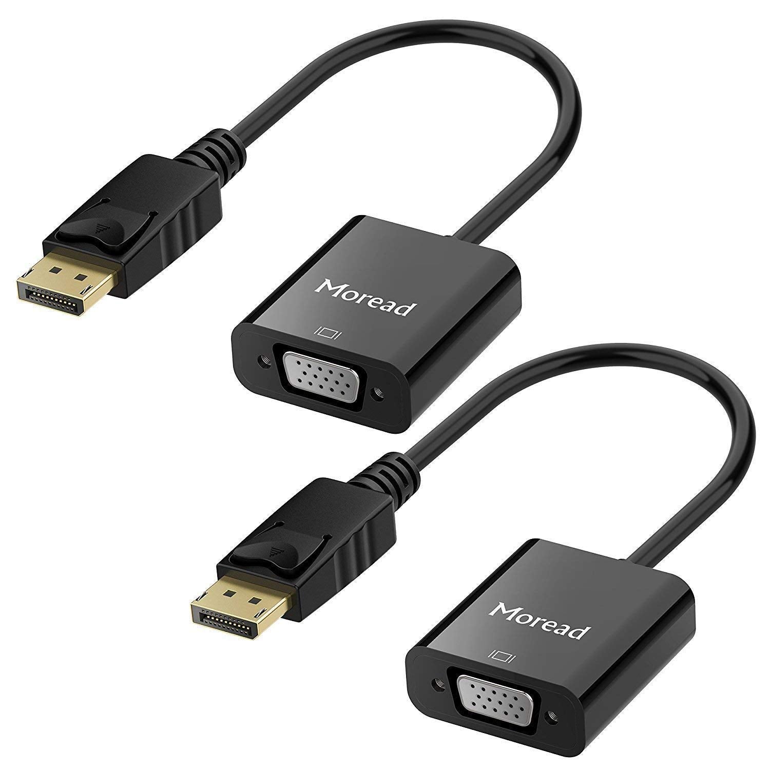 Moread DisplayPort (DP) to VGA Adapter, Gold-Plated Display Port to VGA Adapter (Male to Female) Compatible with Computer, Desktop, Laptop, PC, Monitor, Projector, HDTV - Black