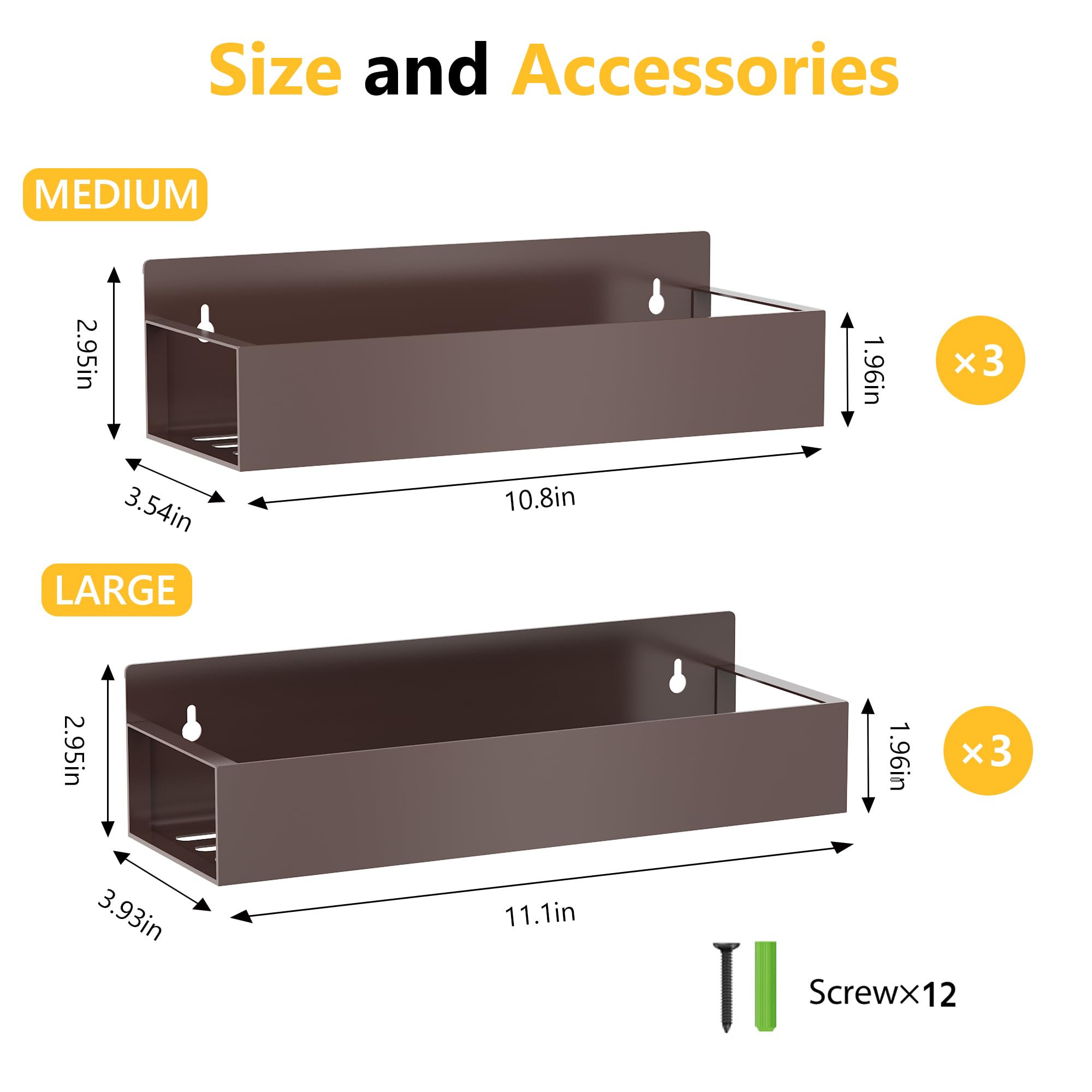 SMRCAD Magnetic Spice Rack Organizer for Fridge Seasoning Organizer for Kitchen storage with Screw Magnetic Shelf with Hook for Refrigerator and Oven (4pack1hook-Bronze)