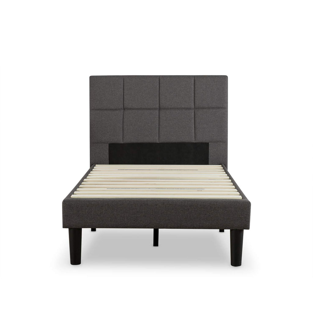 ZINUS Lottie Upholstered Platform Bed Frame with Short Headboard, Mattress Foundation, Wood Slat Support, No Box Spring Needed, Easy Assembly, Beige, Full