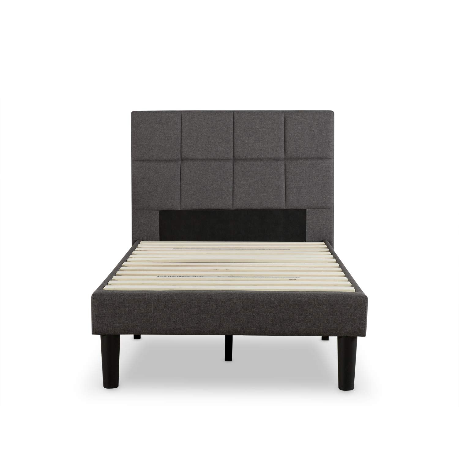 ZINUS Lottie Upholstered Platform Bed Frame with Short Headboard, Mattress Foundation, Wood Slat Support, No Box Spring Needed, Easy Assembly, Beige, Full