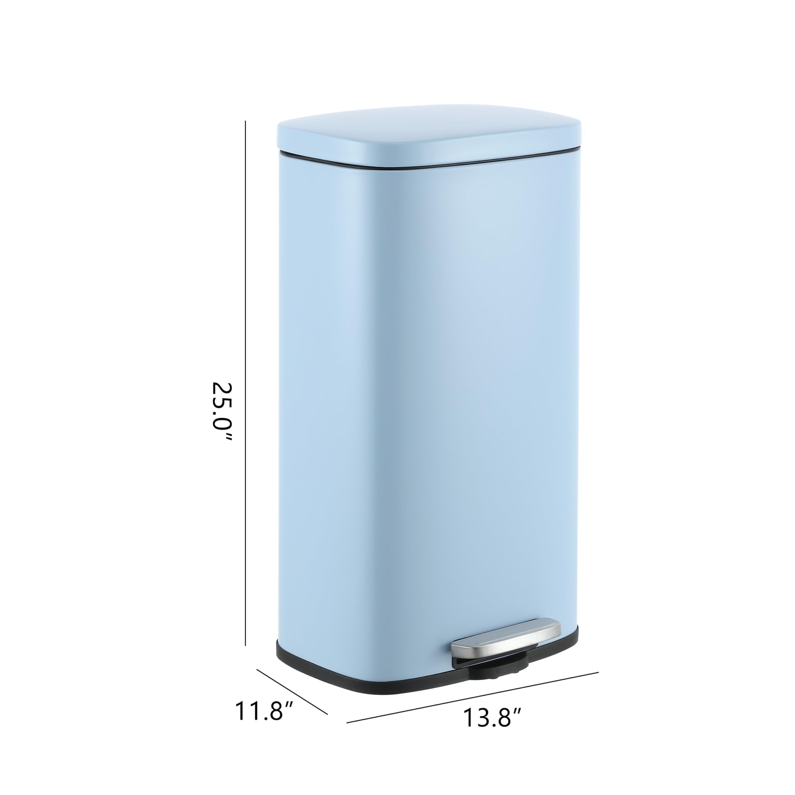 happimess HPM1011B Curtis 8-Gallon Step-Open Trash Can with Soft-Close Lid, Modern, Minimalistic, Fingerprint Proof for Home, Kitchen, Laundry Room, Office, Bedroom, Bathroom, Black
