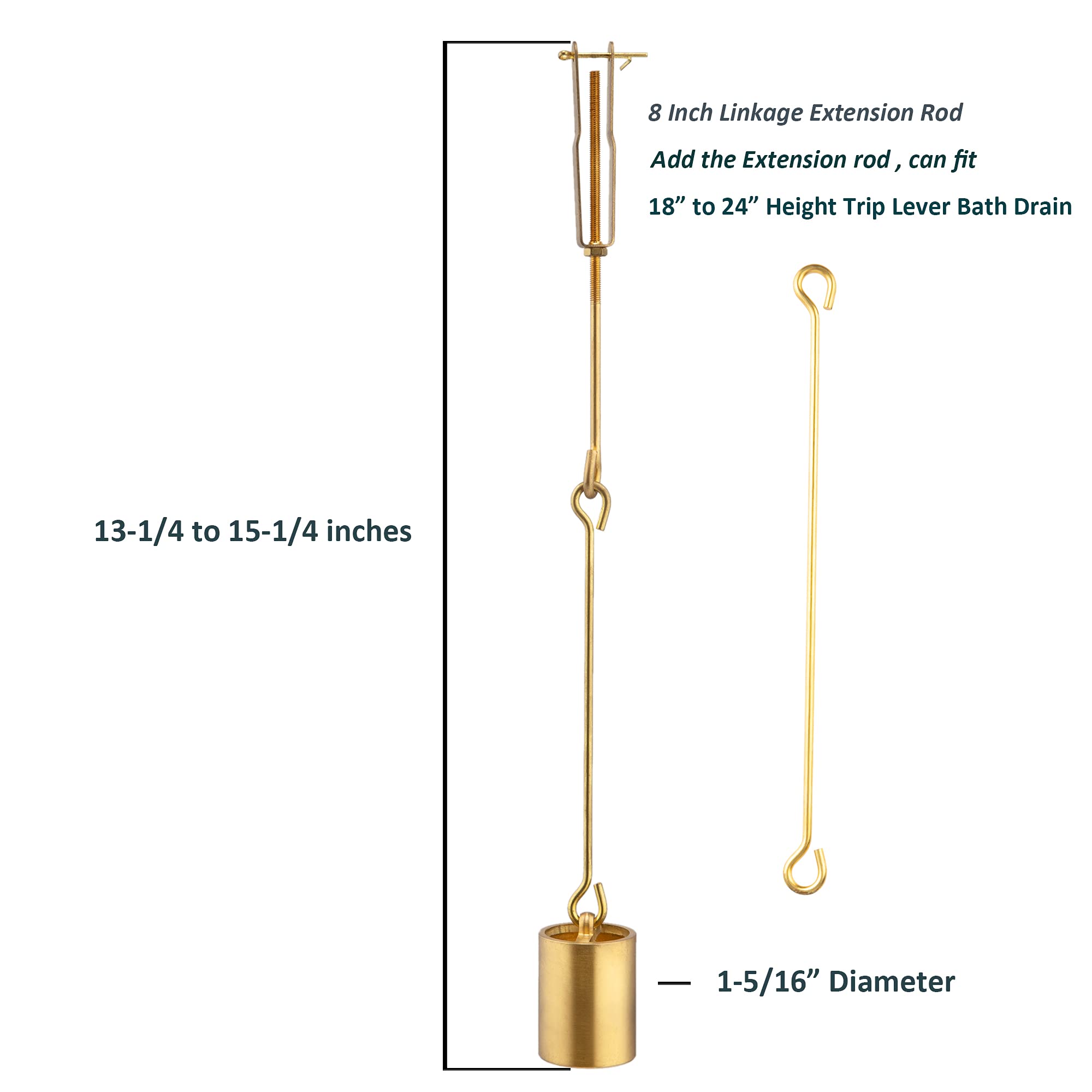 Tub Drain Linkage Assembly, Solid Brass, Fit for Trip Lever Bath Tub Waste and Overflow Drain by Artiwell