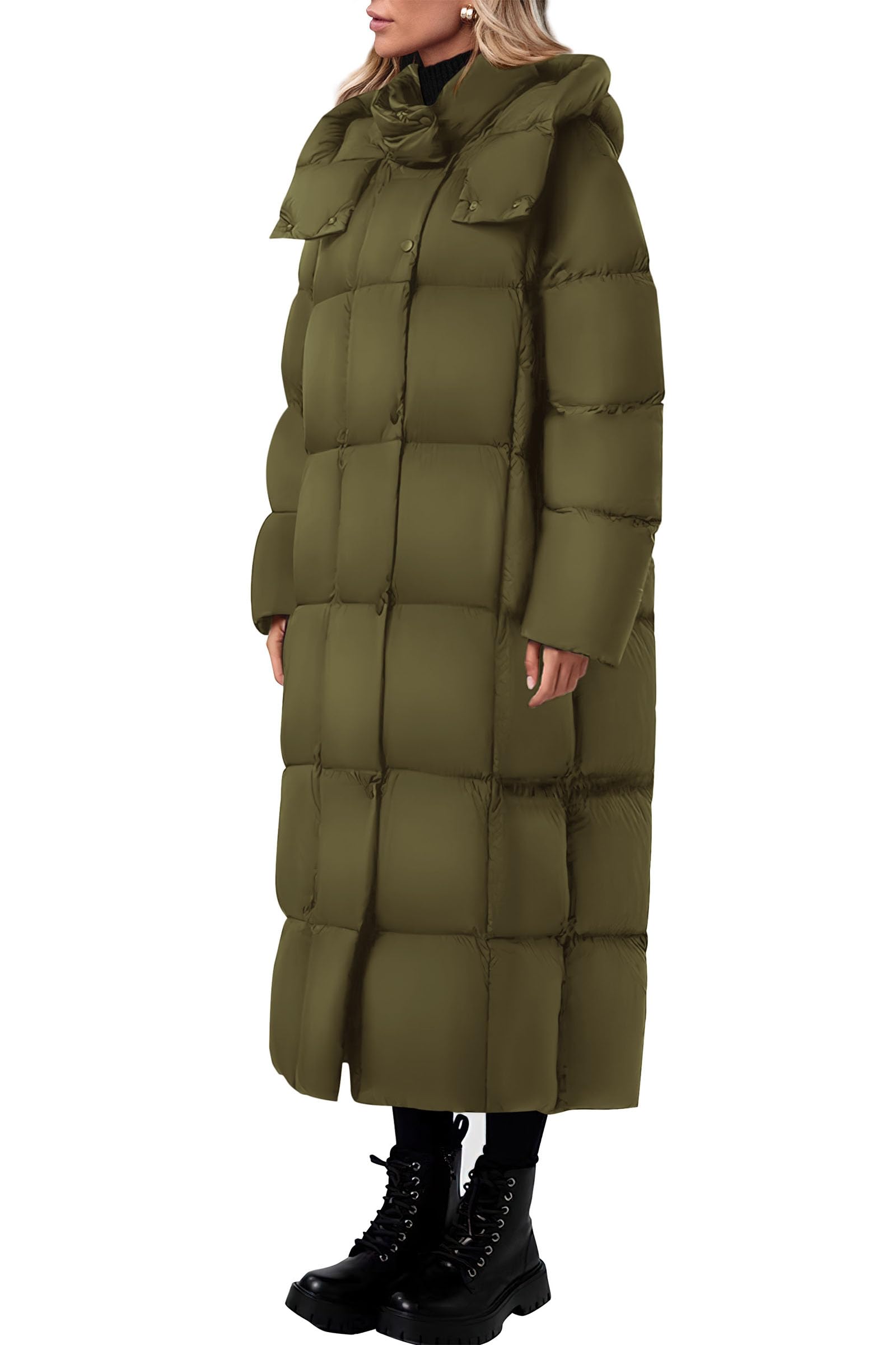 PRETTYGARDEN Women's Winter Long Puffer Coats Hooded Zip Up Casual Thickened Down Jackets Trendy Warm Clothes Outerwear