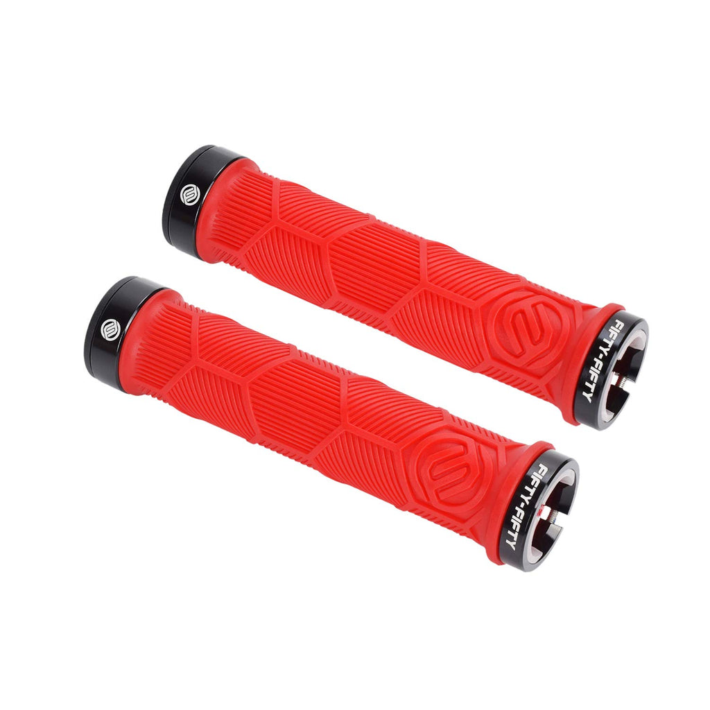 FIFTY-FIFTY Double Lock-On Mountain Bike Grips, Bicycle Handlebar Locking Grips, Non-Slip MTB Handle