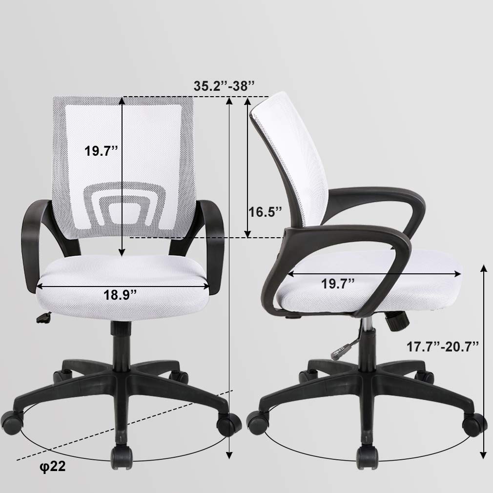 BestOffice Home Office Chair Ergonomic Desk Chair Mesh Computer Chair with Lumbar Support Armrest Executive Rolling Swivel Adjustable Mid Back Task Chair for Women Adults, Black (Black)