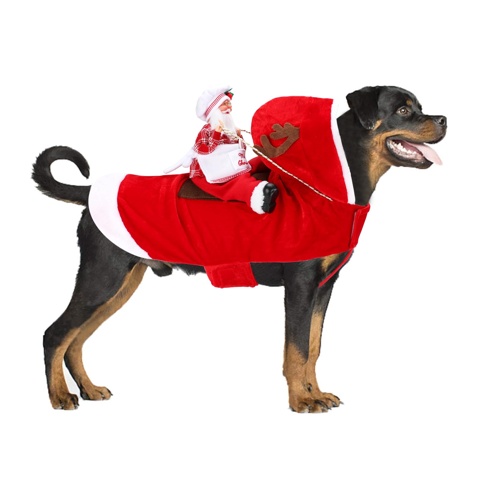 BWOGUE Santa Dog Costume Christmas Pet Clothes Santa Claus Riding Pet Cosplay Costumes Party Dressing up Dogs Cats Outfit for Small Medium Large Dogs Cats