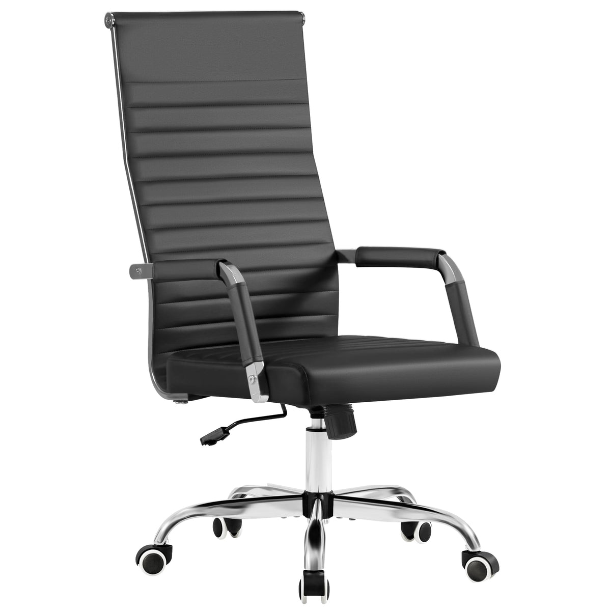 Furmax Ribbed Office Chair High Back PU Leather Executive Conference Chair Adjustable Swivel Chair with Arms (Bicolor Retro Brown)