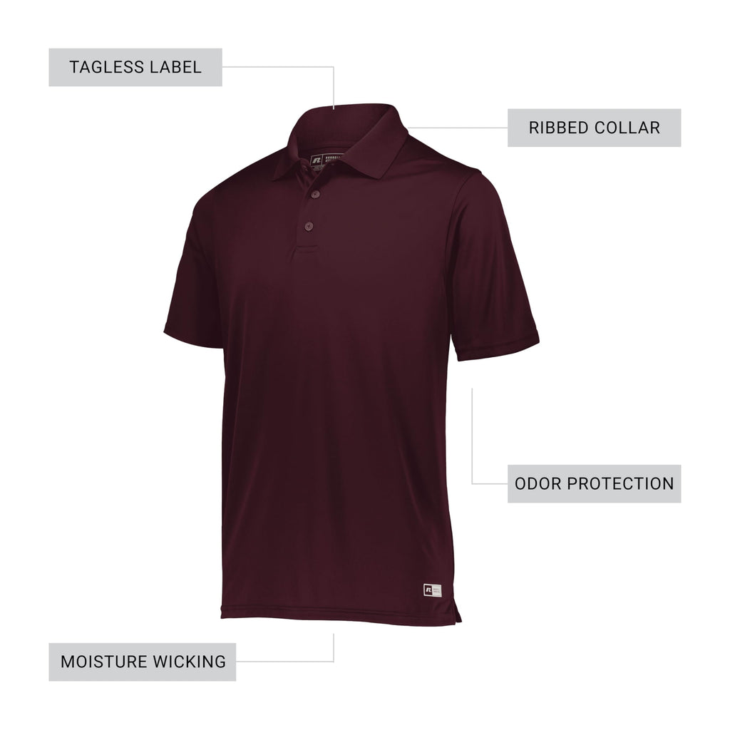 Russell Athletic Mens Dri-Power Performance Polo | Premium Dri-fit Polo Shirt for Men