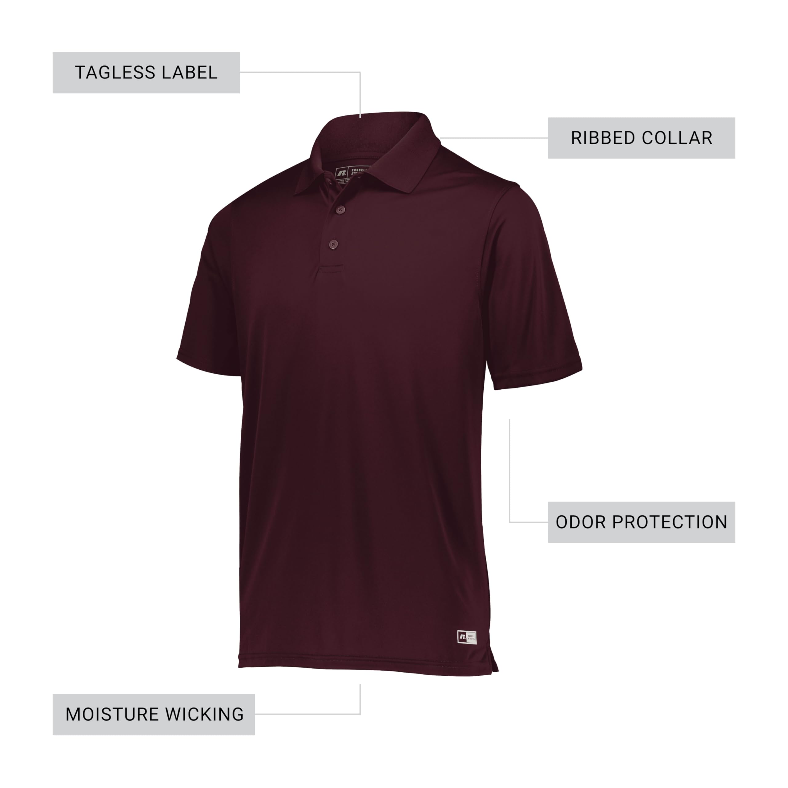 Russell Athletic Mens Dri-Power Performance Polo | Premium Dri-fit Polo Shirt for Men
