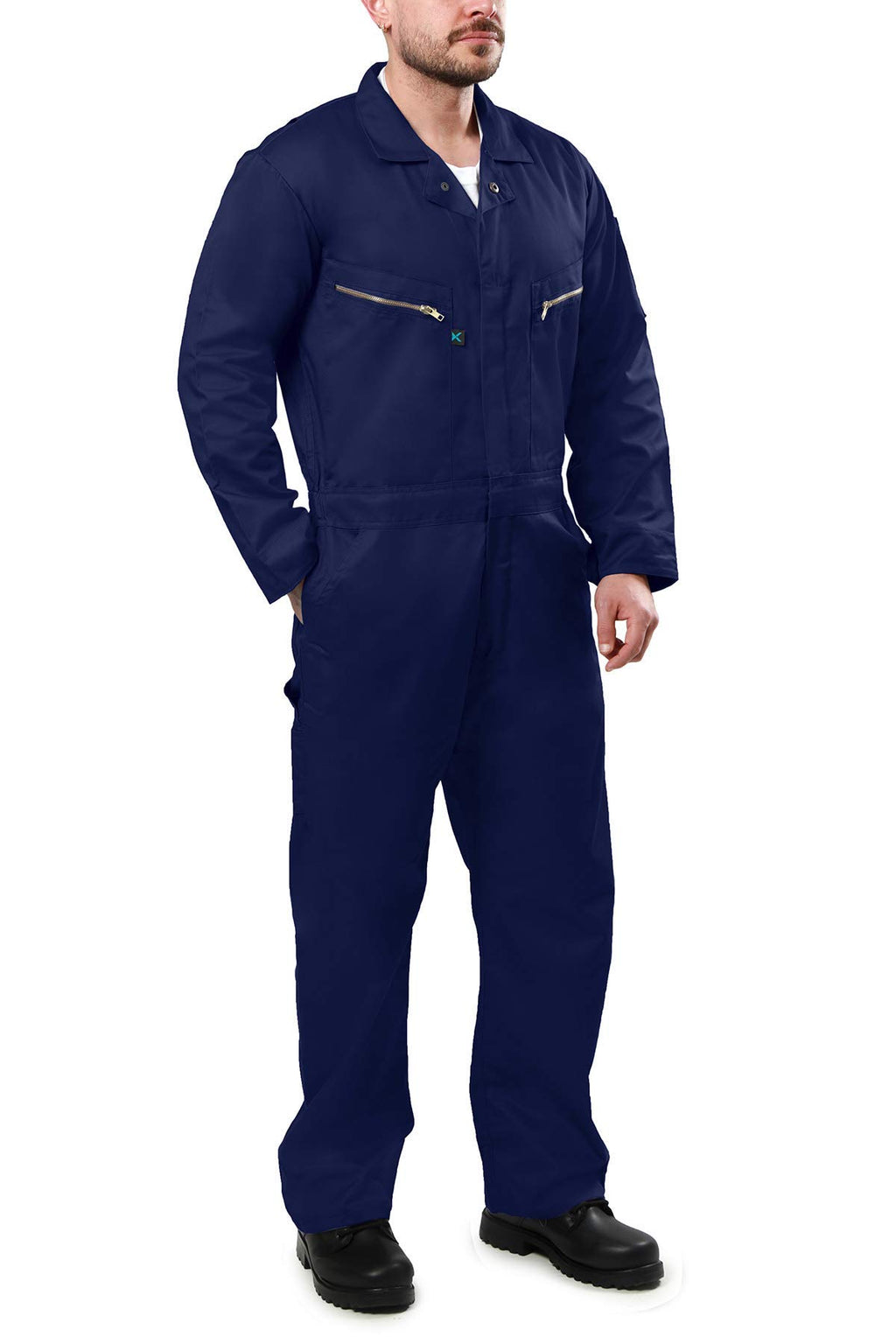 Kolossus Pro-Utility Cotton Blend Long Sleeve Coverall with Zippered Frontal Pockets