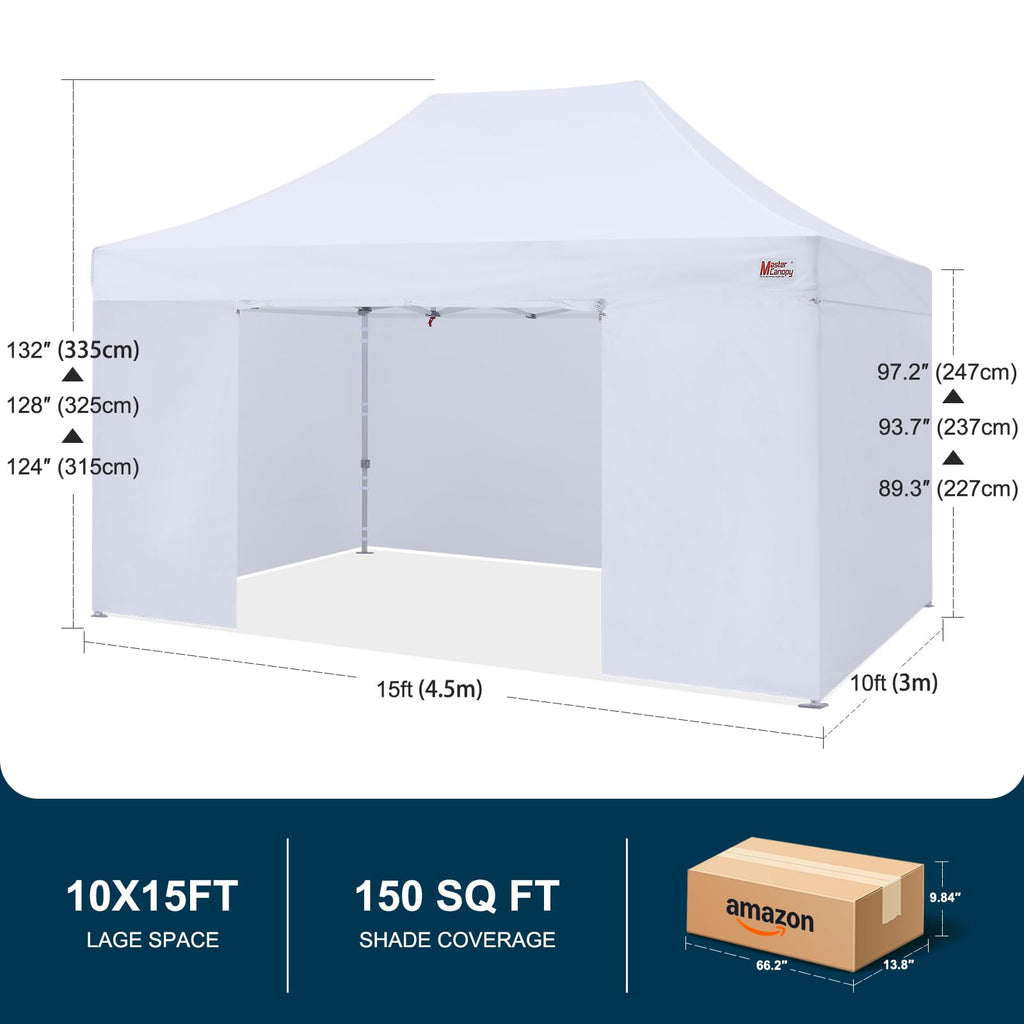 MASTERCANOPY 10x10 Premium Heavy Duty Pop Up Commercial Instant Canopy with Sidewalls(10x10 Blue)
