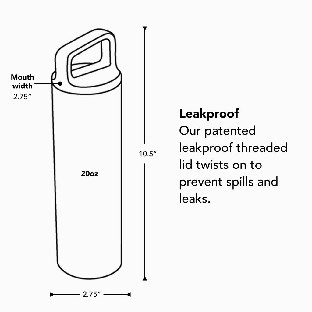 MiiR Wide Mouth Water Bottle - 20oz Insulated Water Bottle in Stainless Steel with Double Wall Vacuum Insulation, Leakproof Design, Keeps Drinks Hot or Cold | Stainless Steel with Double Wall Vacuum Insulation, Leakproof Design, Keeps Drinks Hot or Cold