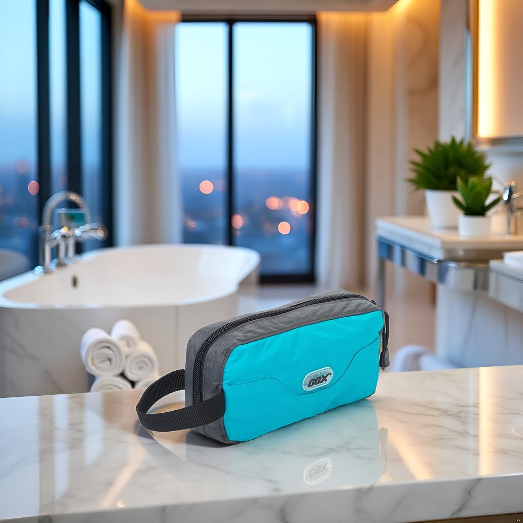 GOX Travel Small Toiletry Bag for Men Nylon Dopp Kit Medicine Bag Travel Organizer Pouch Shave Kits for Teens Toiletry Essentials Bathroom Compact (Black, 7.9 * 3.7 * 2 Inches)