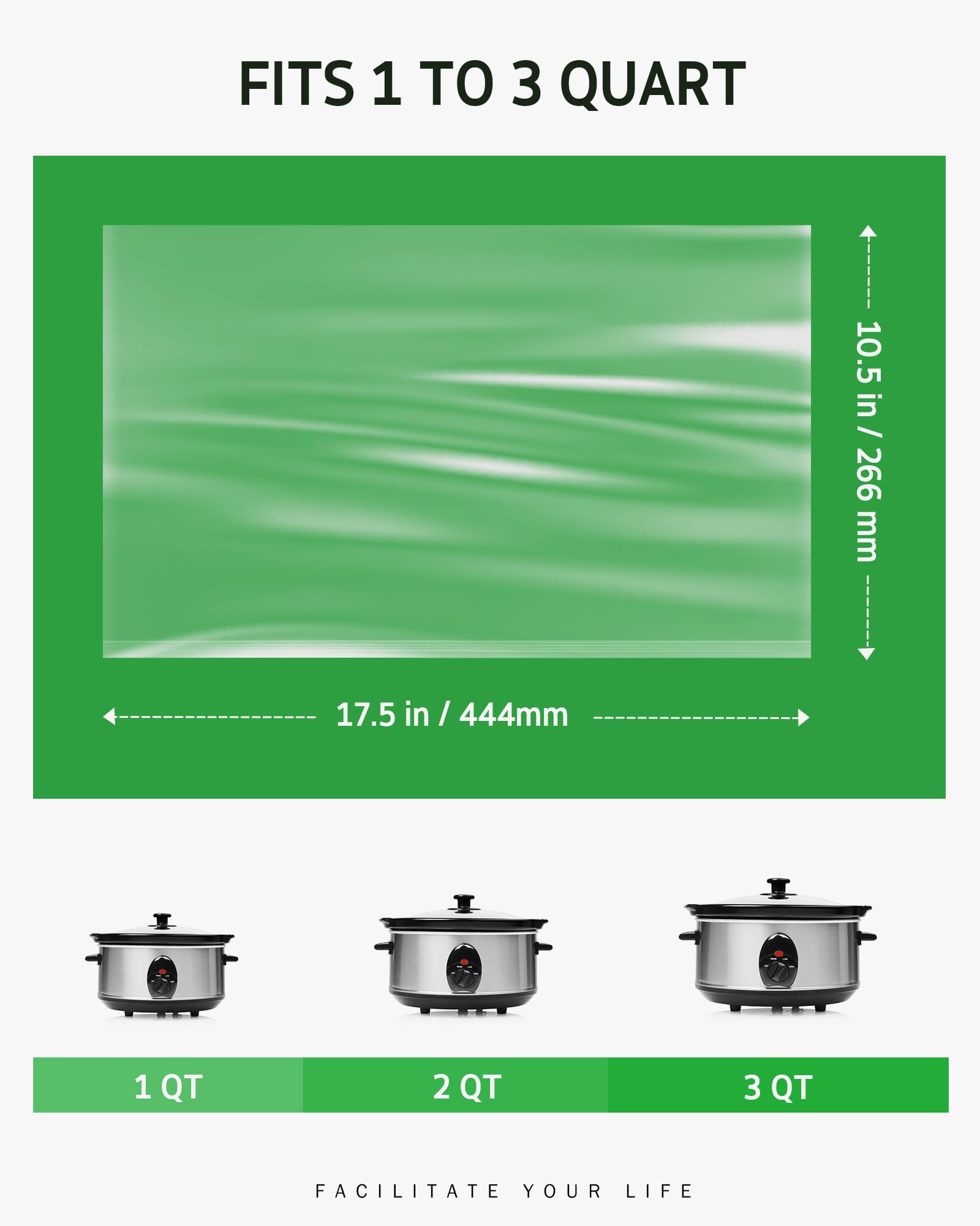 Syntus Slow Cooker Liners, 10 Count Cooking Bags Small Size Disposable Pot Liners Plastic Bags, Fit 1QT to 3QT for Slow Cooker Cooking Trays, 10.5"x 17.5", 10 Liners