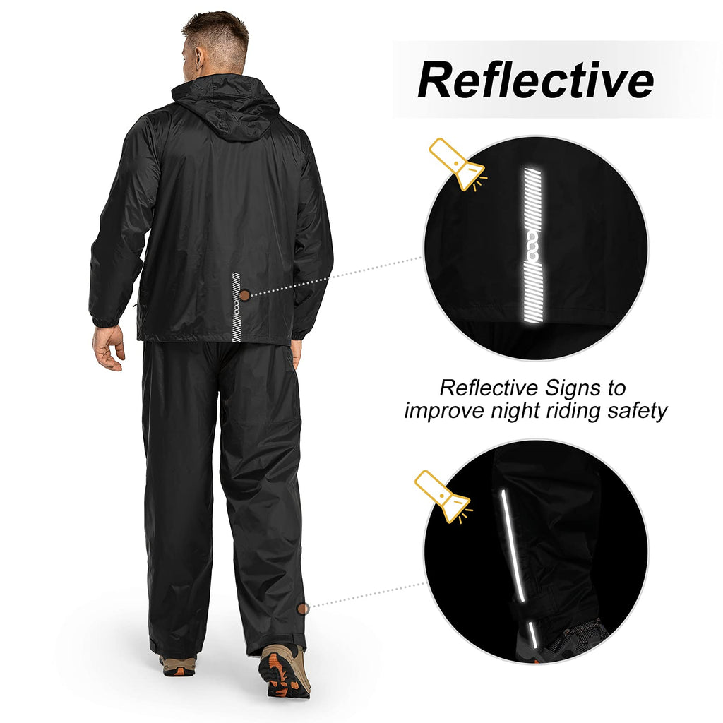 33,000ft Men's Rain Suit Packable Waterproof Lightweight Rain Gear for Golf Hiking Cycling 2 Pieces(Rain Jackets and Pants)