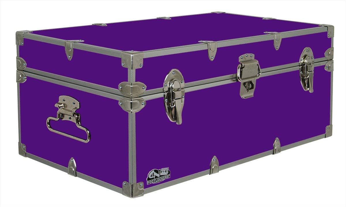 C&N Footlockers - Full-Size Happy Camper Trunk - #1 Summer Camp Trunk - Made in the USA - Steel Footlocker with Lid Stay - 32 x 18 x 13.5 Inches (Dark Green)