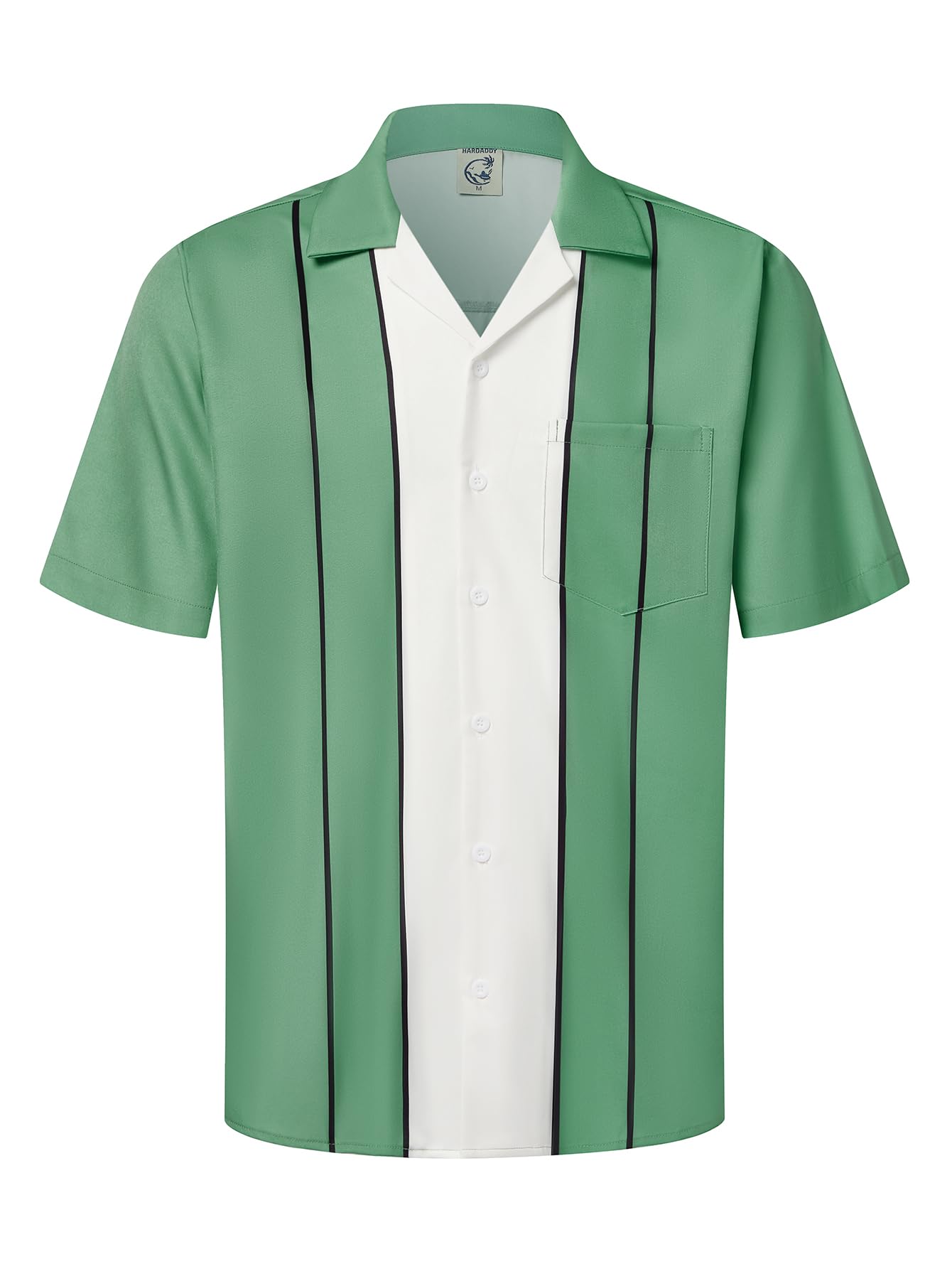 Hardaddy Men's Camp Collar Retro Vintage Bowling Button Down Shirt with Pocket Casual Short Sleeve Beach Shirts Summer