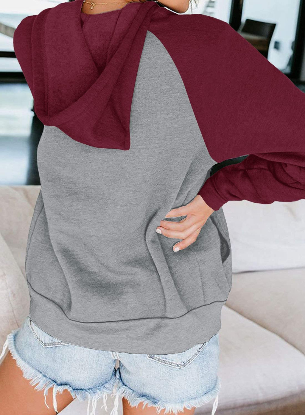 EZBELLE Women's Color Block Zip Up Hoodie Sweatshirt Casual Long Sleeve Jacket Sweater with Pockets
