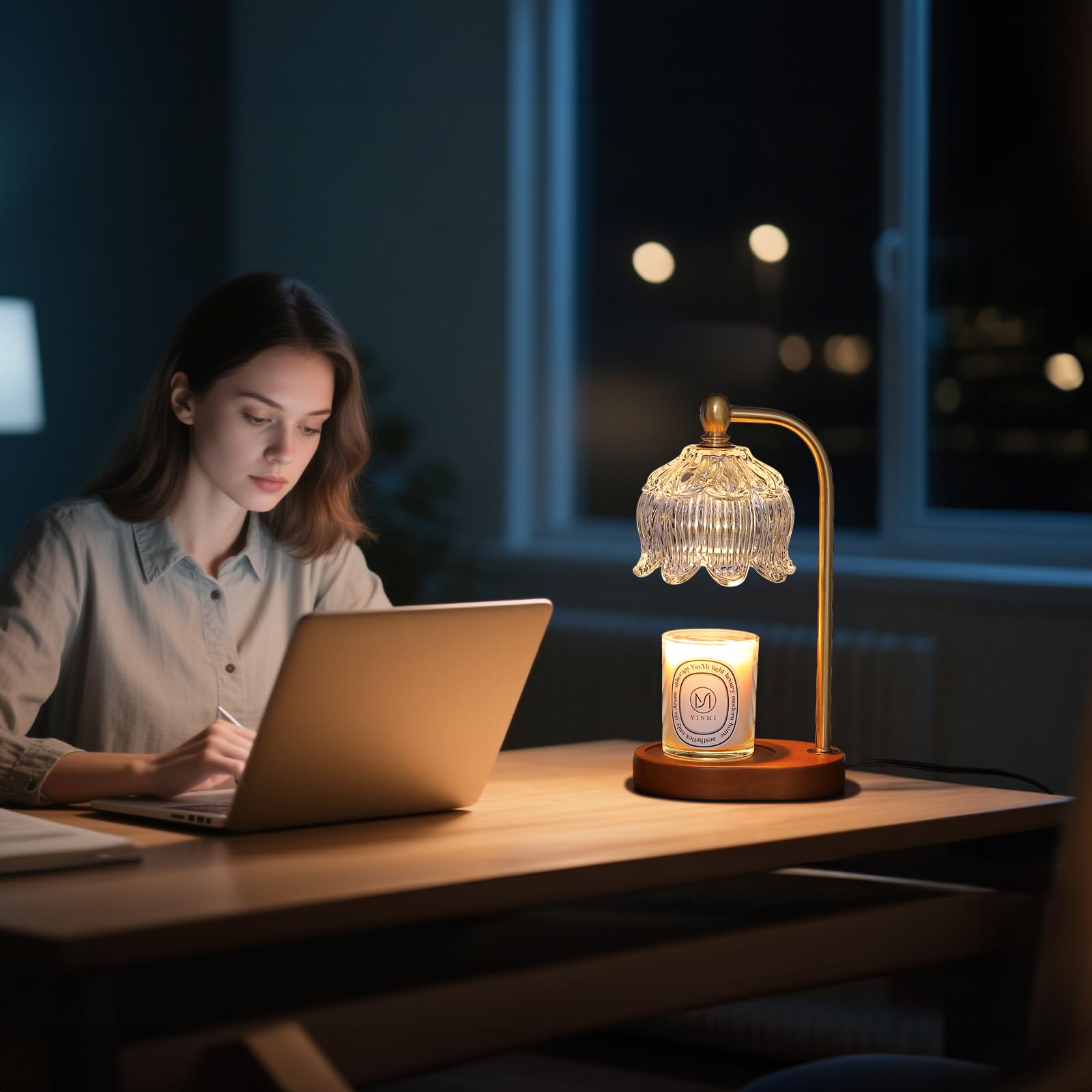 MEIXISUE Candle Warmer Lamp with Timer and Dimmer,Electric Amber Light Gifts for Women Melt Wax Warmer Lamp with 2 Bulbs for Candle Jars House Warming New Home Decor