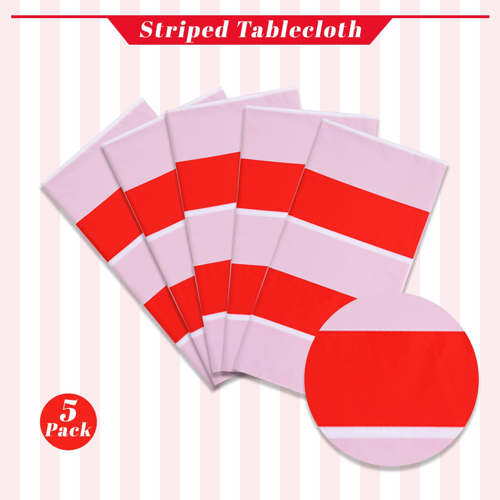 Kesfey 3 Packs Black and White Horizontal Striped Table Cloth 54 x 108 Inch Classic Black Stripe Tablecloths Disposable Plastic Stripe Table Covers Waterproof Picnic Tablecover for Halloween Party