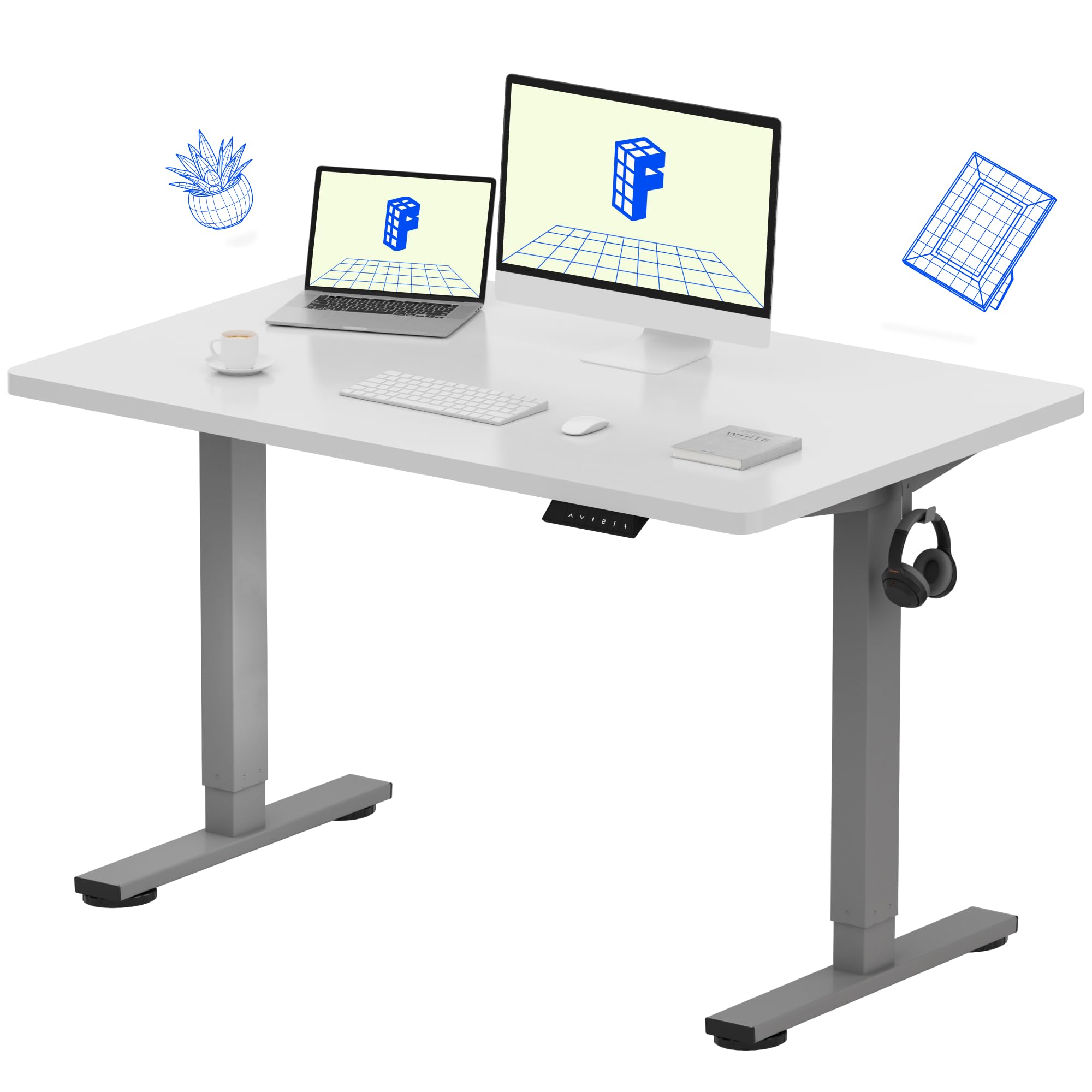 FLEXISPOT EN1 One-Piece Standing Desk, Electric Adjustable with 4 Memory Presets, 176 LBS Capacity, Stable & Quiet, Seamless Desktop for Home Office & Dual Monitors, 40"x24" Black
