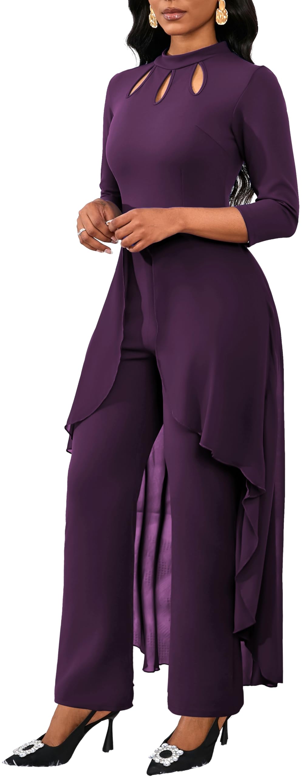Jumpsuits for Women Dressy Hight Waist One Piece Casual Straight Long Pants Wide Leg Pants Elegant Jumpsuit Romper