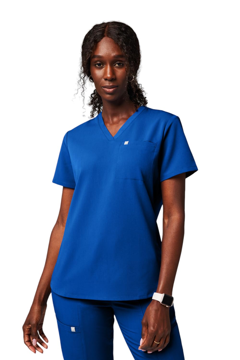 Fabletics Women's Vital 1-Pocket Scrub Top - MotionTech, Wrinkle-Resist, Chest Pocket, Anti-Shrink, Semi-Slim Fit