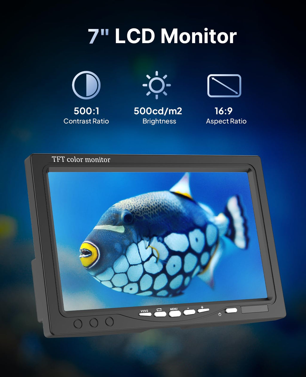 Eyoyo Underwater Fishing Camera 7 inch LCD Monitor Fish Finder Waterproof 1000TVL Fishing Camera 12pcs Infrared Lights for Lake, Boat, Ice Fishing