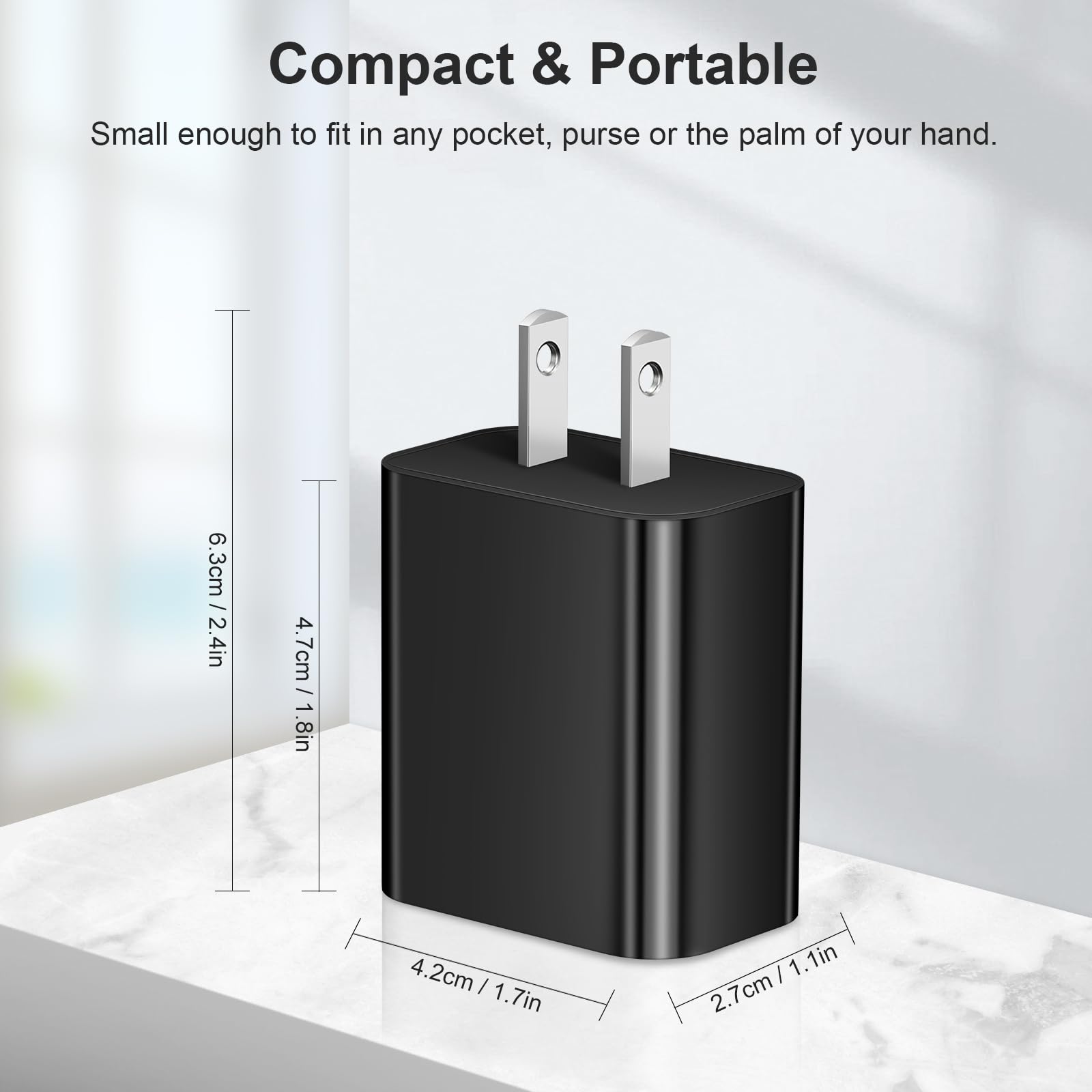 USB C Charger Block Charging Block Type C Charger 20W Wall Chargers 4 Pack for iPhone 16/16 Plus/16 Pro/16 Pro Max/iPhone 15/15 Pro/15 Pro Max/14/13/12 Pro/Samsung//Android(Black)