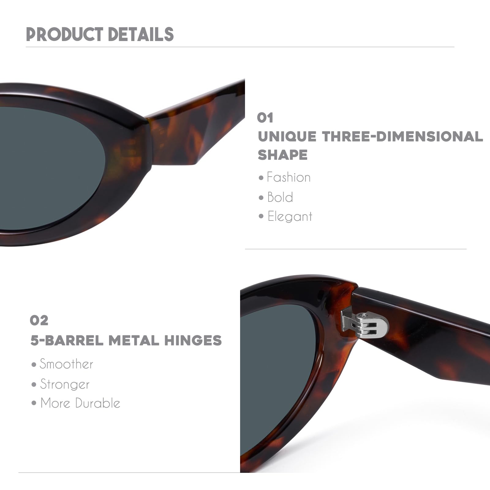 mosanana Oval Cat Eye Sunglasses for Women Retro Y2K Style MS52372
