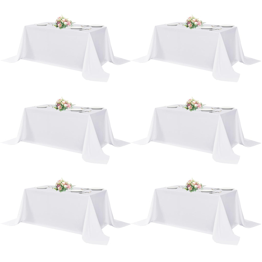 sancua Rectangle Tablecloths for 4ft Tables, 6 Pack - 60x84 Inch - Beige Washable Fabric Cloth Table Cloth for Wedding, Party, Birthday, Banquet, Reusable Polyester Table Covers