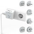 TESSAN 6-in-1 European UK Travel Plug Adapter Kit | 3 USB (1 USB C), 3 AC Outlets, Supports Type C, G, E/F, I, A, B, US to Europe UK Italy Australia Japan