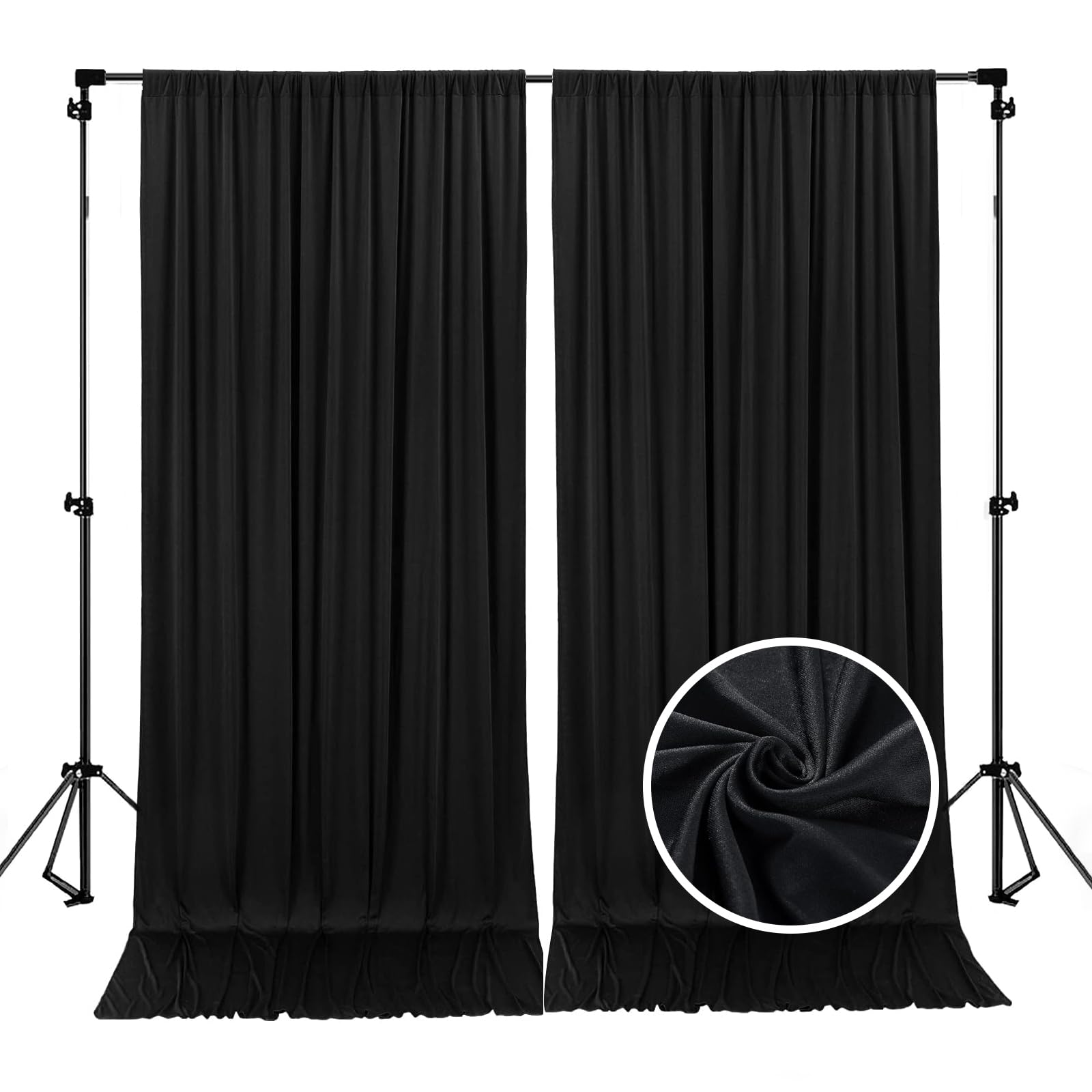 10 x 10 Feet Black A Backdrop Curtain for Partie, Background Curtains for Photoshoot, Birthday, Wedding, Halloween, Thanksgiving, Christmas, New Year Party Decorations 5Ft x 10Ft, 2 Panels
