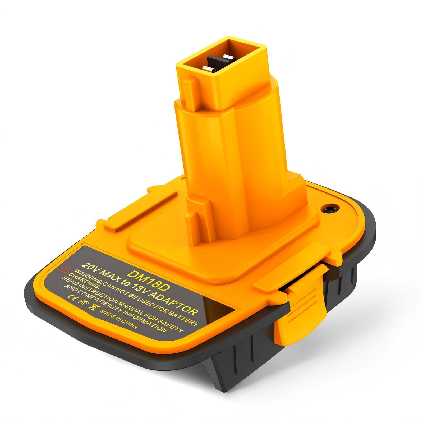 Azocek 1 Pack DM18D Battery Adapter Converter with USB Port for Dewalt 18V Tools, Converts for De-Walt 20V or Mil-wau-kee 18V Li-on to De-Walt 18-V Battery Adapter