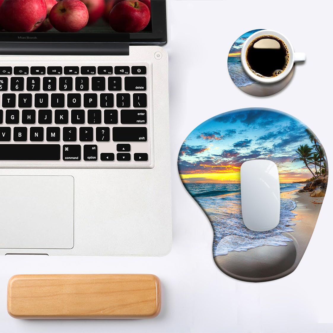 DOOKE Ergonomic Mouse Pad with Wrist Support and Coaster,Mouse Pads with Non-Slip PU Base for Home Office Working Studying Easy Typing & Pain Relief Aesthetic Art