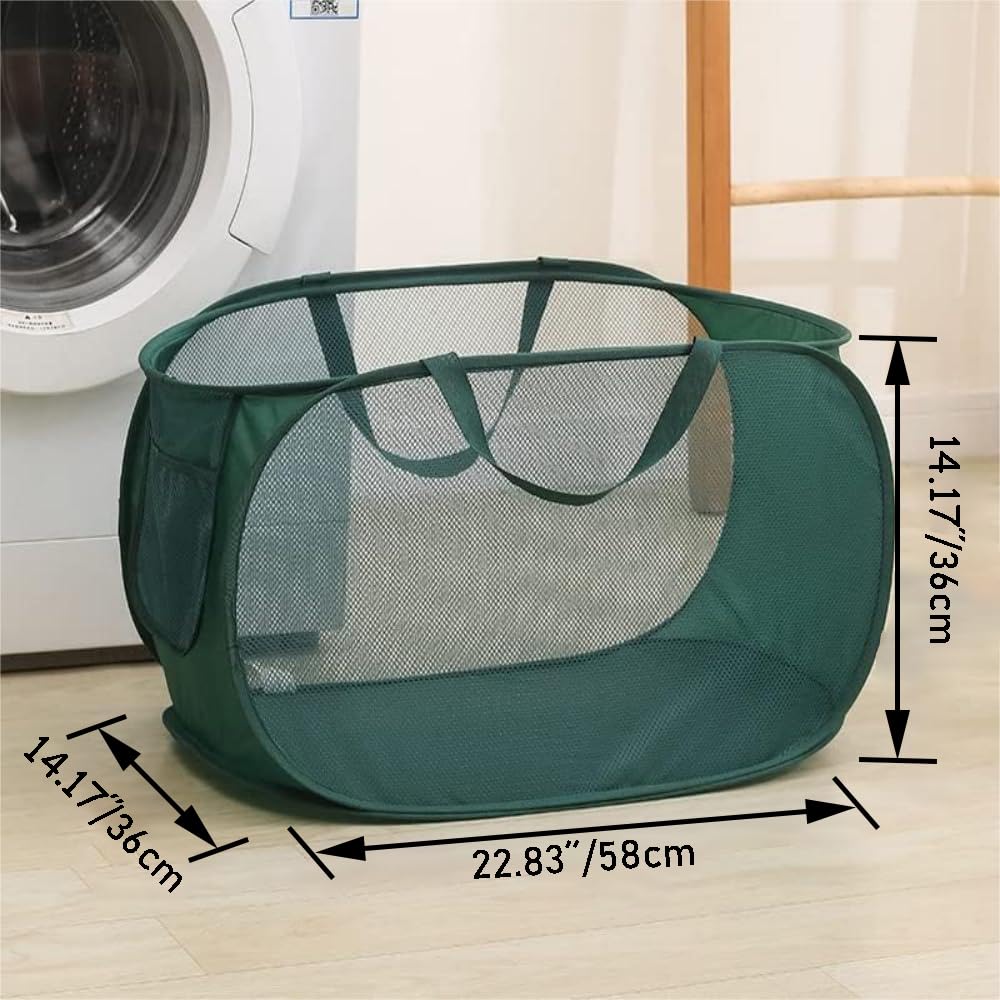 4Pcs Beige Canvas Laundry Hamper, Foldable Pop-up Mesh Basket, Large Capacity, Opening Design, Side Storage Bag, Versatile Use-Home, Camping, Dorm, Hotel, Travel