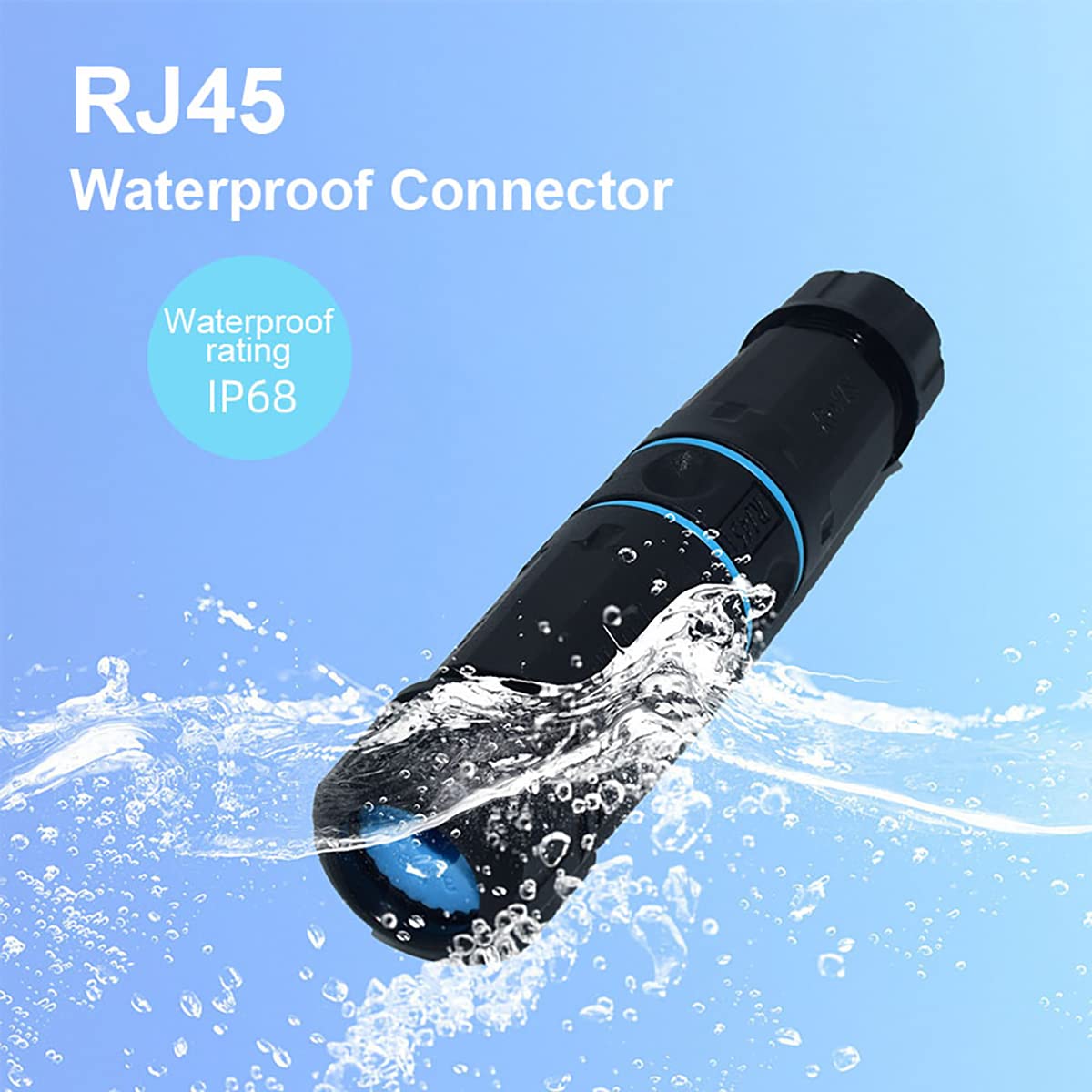 ZUZONG IP68 Waterproof RJ45 Coupler Splitter, Waterproof Ethernet Coupler 1 in 2 Out Splitter IP68 Ethernet Outdoor LAN Cable Connector for Cat5/Cat5e/Cat6/Cat7/Cat8 Ethernet Cable (1 Pair Female)