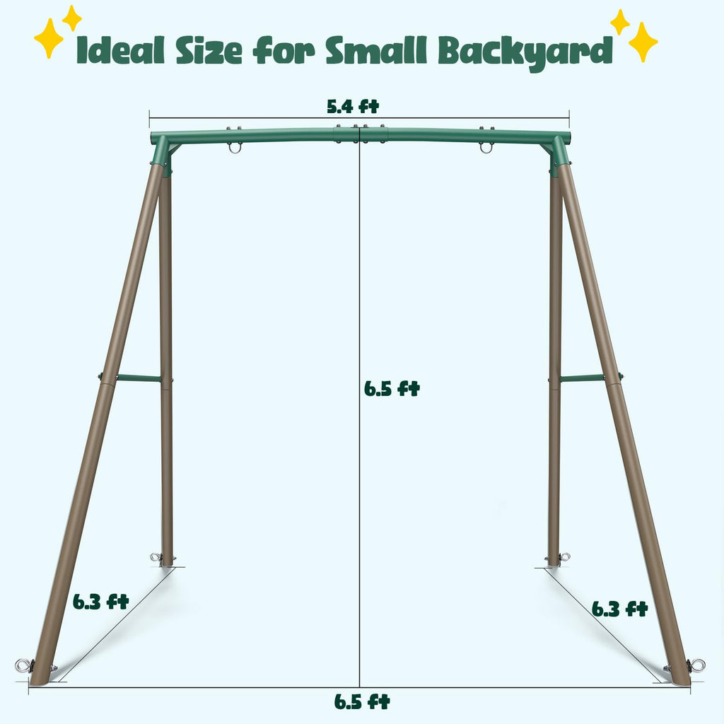 Hapfan 50" Large Saucer Swing with Frame for Kids Outdoor, 6.5 ft Tall 500 lbs Swing Sets for Backyard, Heavy Duty Metal Outdoor Swingset for Adults