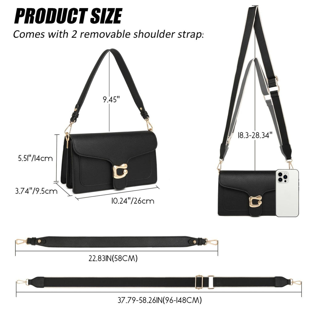 Travistar Crossbody Bags for Women Trendy - Small Cross Body Purse Shoulder Bag Leather Handbags Evening Clutch with 2 Straps | 2 detachable straps