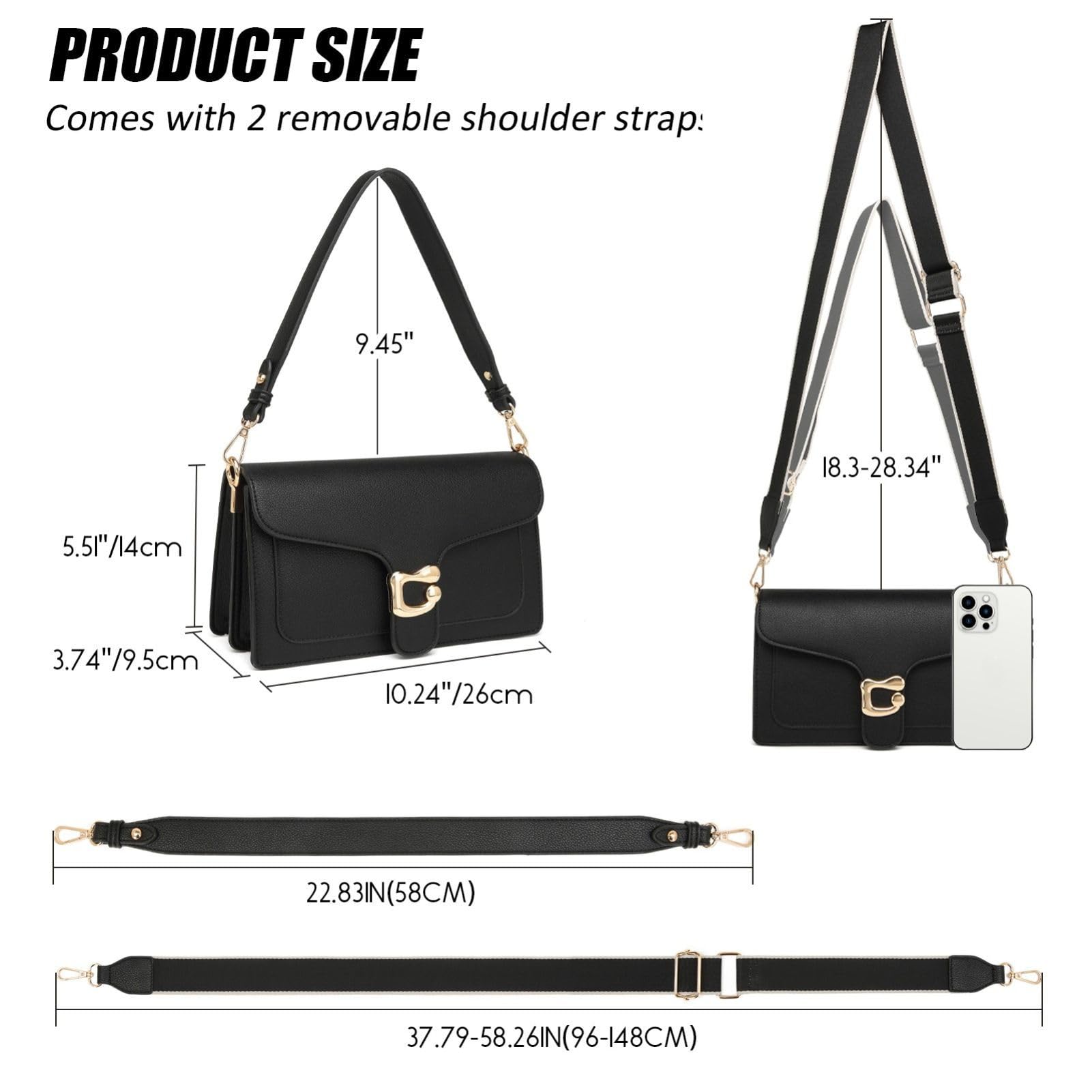 Travistar Crossbody Bags for Women Trendy - Small Cross Body Purse Shoulder Bag Leather Handbags Evening Clutch with 2 Straps | 2 detachable straps
