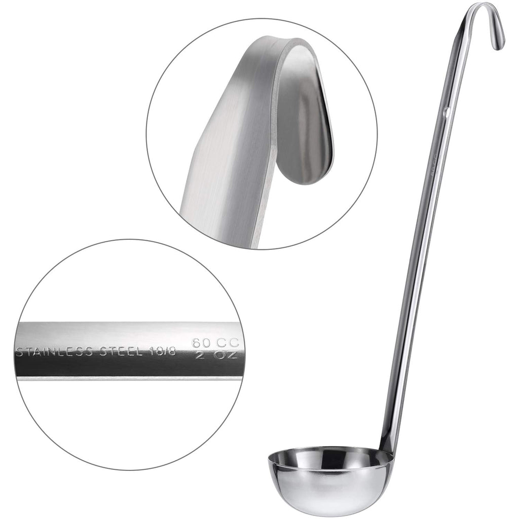 meekoo 1 Pieces Stainless Steel Ladle Soup Handle Ladle with Pouring Rim for Kitchen Cooking Soup Sauce (1 oz)
