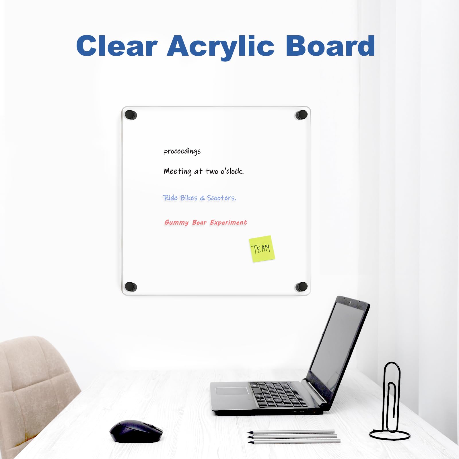 Acrylic Calendar for Wall Whiteboard, 12" x 12" Weekly Clear Dry Erase Board, Small Planning Board White Board for Wall, Home, Office, School