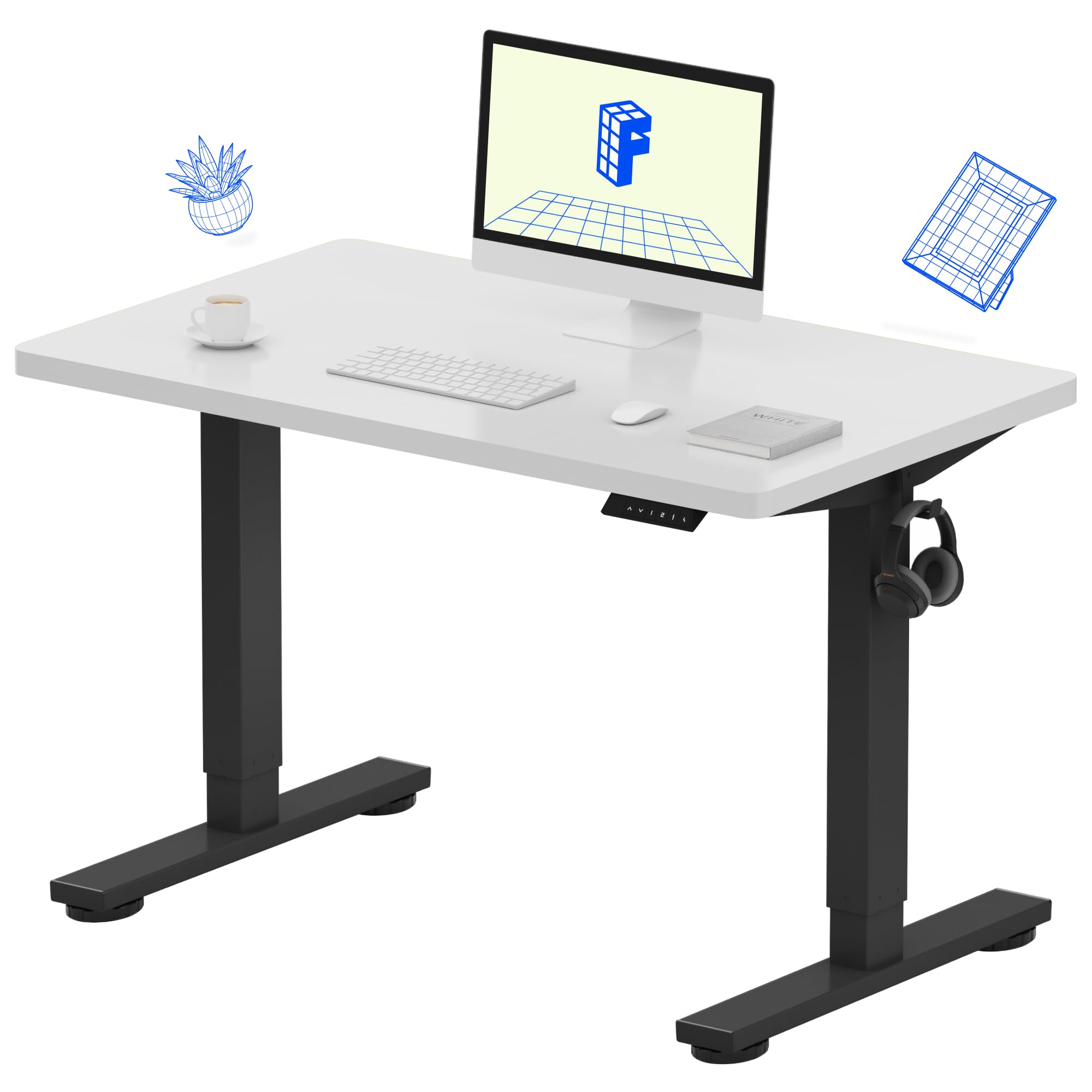 FLEXISPOT EN1 One-Piece Standing Desk, Electric Adjustable with 4 Memory Presets, 176 LBS Capacity, Stable & Quiet, Seamless Desktop for Home Office & Dual Monitors, 40"x24" Black