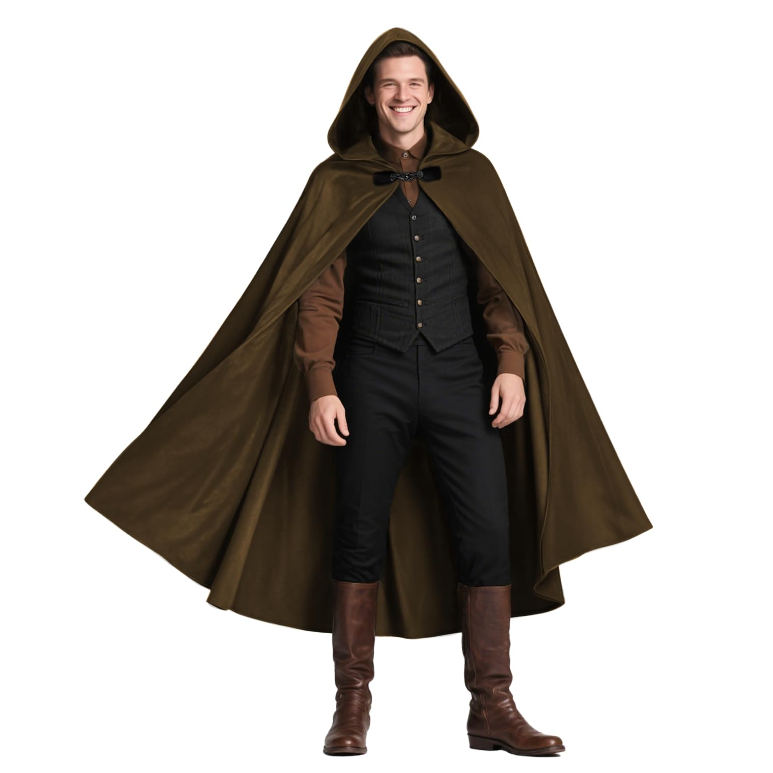 JEGERMIG Medieval Hooded Cloak Halloween Renaissance Costume